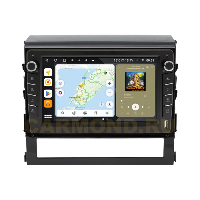Штатная магнитола Wide Media MT9047QU-B-4/32 для Toyota Land Cruiser 200 2016+ (для авто без монитора) (с кнопками) на Android 10.0 - фото 430738